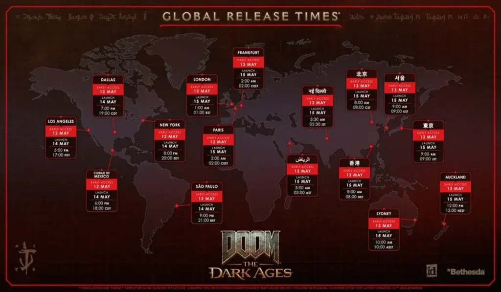 Doom The Dark Ages Global Release Times Confirmed