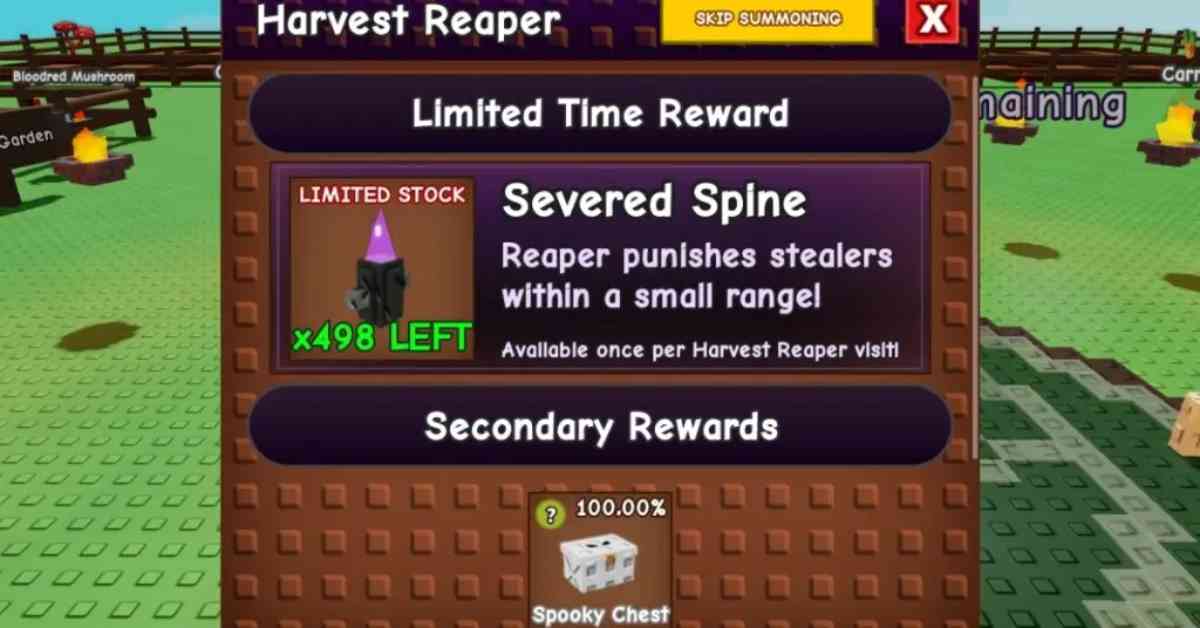 Harvest Reaper in Grow a Garden – How to Get the Severed Spine