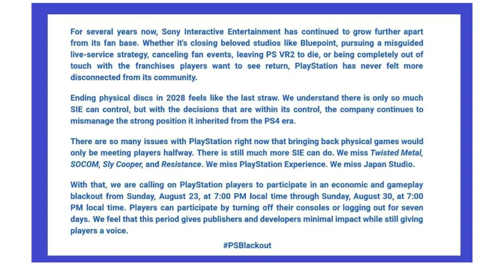 PlayStation Blackout: Why PlayStation Players Are Boycotting PlayStation Blackout Petition