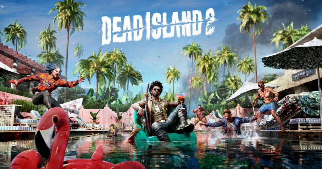 Dead Island 2 zombie survival gameplay featuring survivors in a sunny Los Angeles setting